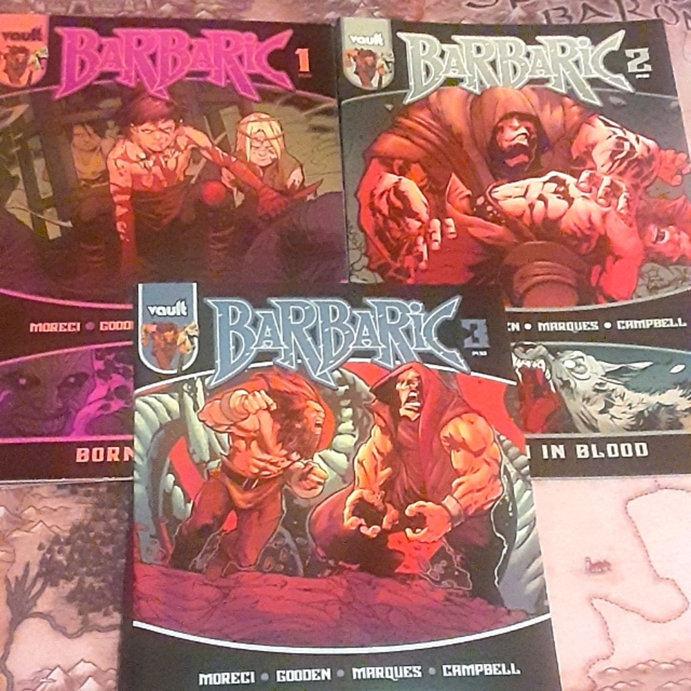 Barbaric Born In Blood Comic Book Set 1 2,3, VAULT